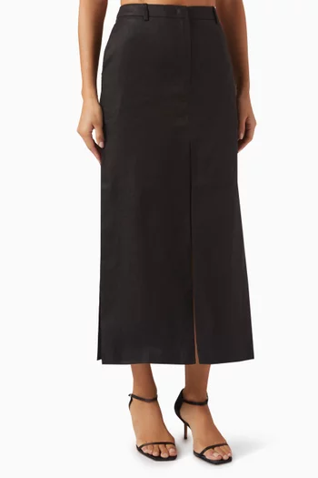Slit Midi Skirt in Linen