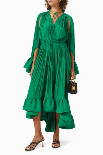 Ruffle Midi Dress in Charmeuse