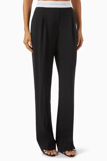 High-waisted Logo Pants in Wool Blend