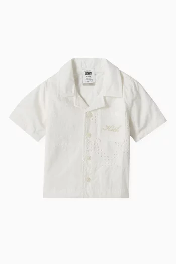 Baby Blocked Broderie Camp Shirt in Cotton