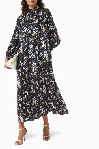 Accenni Printed Maxi Dress in Silk