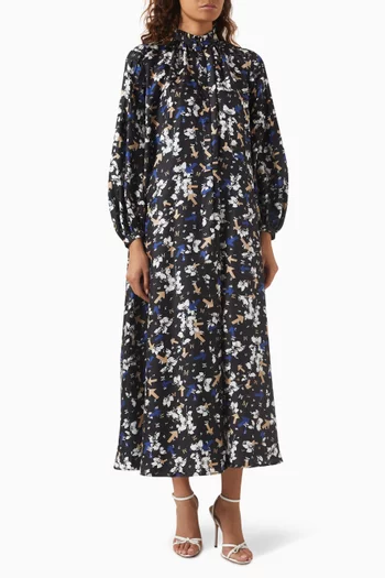 Accenni Printed Maxi Dress in Silk