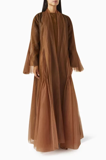 Abaya & Dress Set in Pleated Tulle & Taffeta