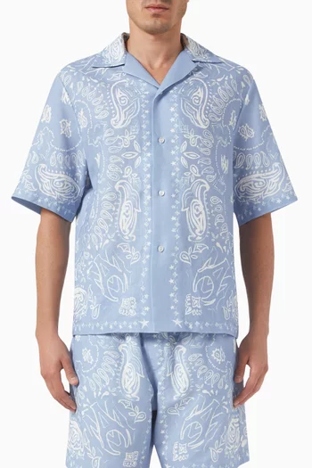 Bandana Watercolour Camp Shirt in Linen-blend