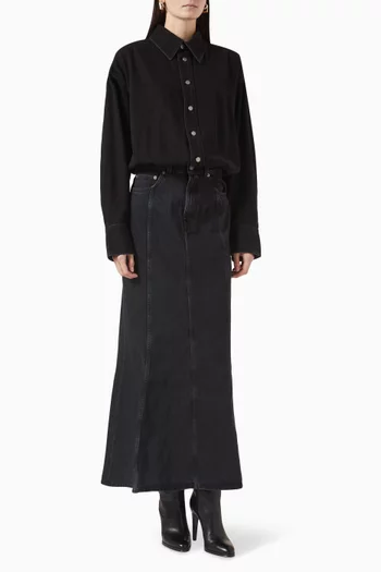 Jos Flared Maxi Dress in Denim
