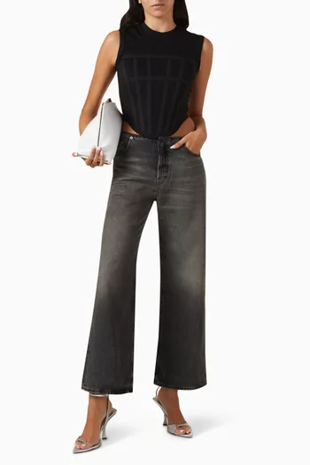 Korea WB Distressed Boyfriend Jeans in Denim