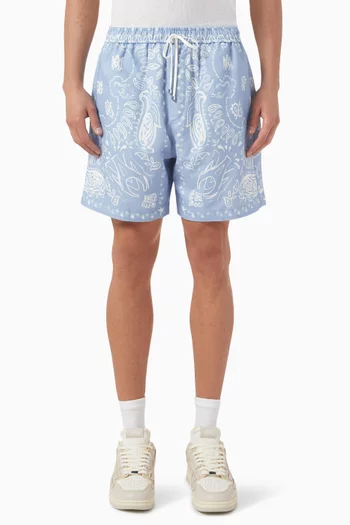 Bandana Watercolour Shorts in Linen-blend
