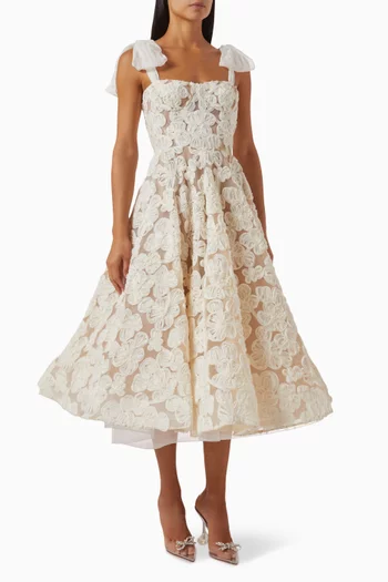 Sabrina Floral-embroidery Midi Dress