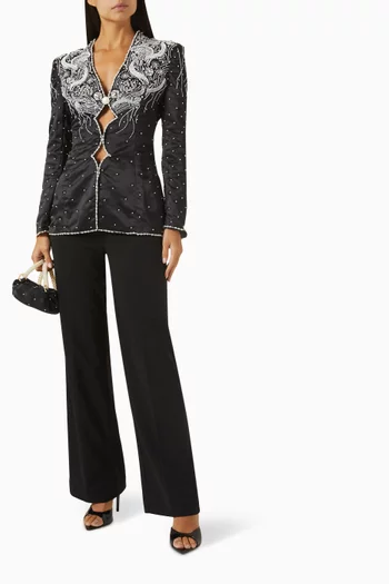 Khadi Embellished Blazer in Satin