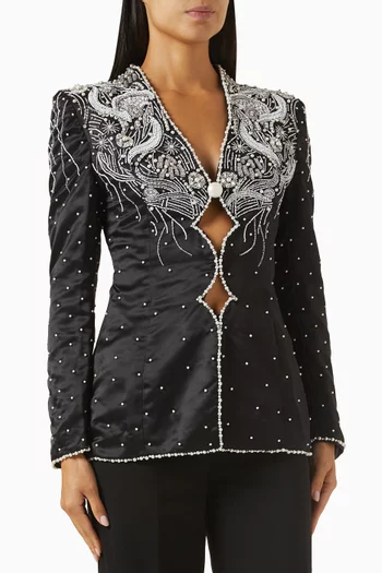 Khadi Embellished Blazer in Satin