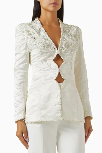 Khadi Embellished Blazer in Satin