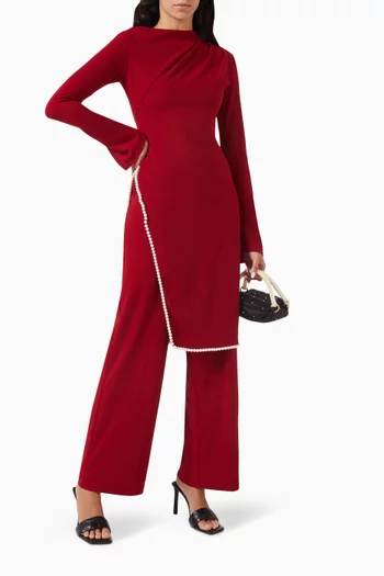 Kalwar Embelllished Top in Stretch Crepe Scuba