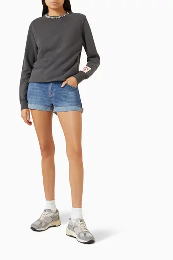 Distressed Crystal Sweatshirt in Cotton