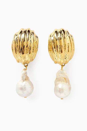 Athena Pearl Clip Earrings in 18kt Gold-plating