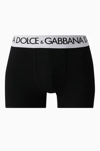 Logo Band Boxers in Stretch Cotton Jersey
