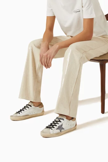 Super-Star Sneakers in Leather & Glitter