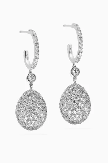 Emotion Diamond Egg Drop Earrings in 18kt White Gold