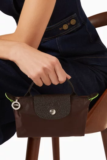 Mini Le Pliage Brown Clutch in Recycled Canvas