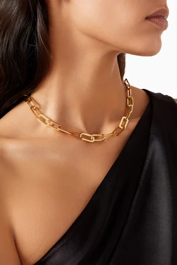 Clarisse Chunky Paperclip Necklace in 18kt Gold-plated Stainless Steel