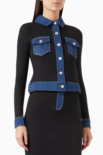 Second Skin Top in Jersey & Denim