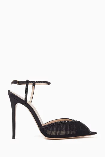 Katy 105 Crystal Sandals in Tulle