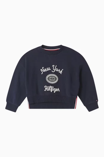 Textured Logo Embroidered Sweatshirt in Cotton-blend