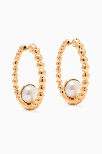 Kiku Glow Pearl Hoop Earrings in 18kt Gold