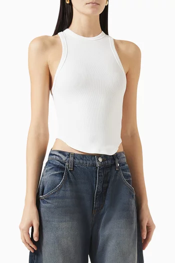 Curve Rib Tank Top in Cotton Blend