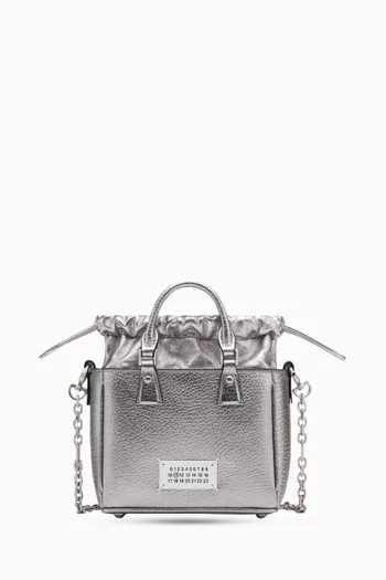 5AC Horizontal Tote Bag in Metallic Grainy Leather