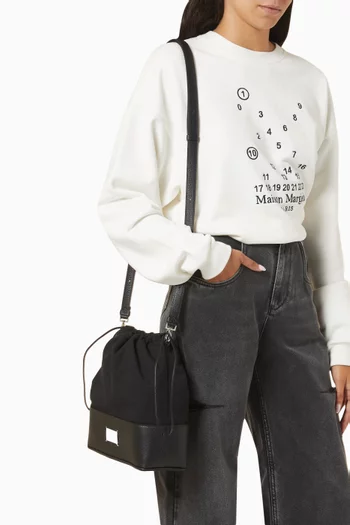 5AC Drawstring Shoulder Bag in Leather and Poly-blend