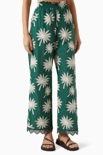 San Augustin Embroidered Pants in Cotton