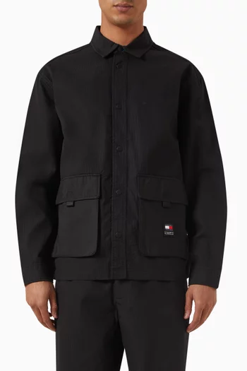 Logo Button-up Overshirt in Technical Corduroy