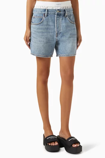 Pre-styled Boxer Loose Shorts in Denim