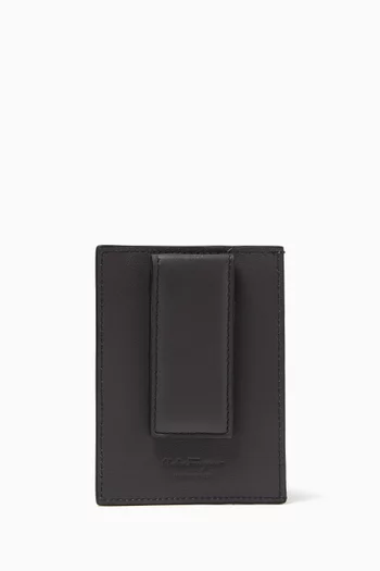 Logo Card Case in Ripple-embossed Leather