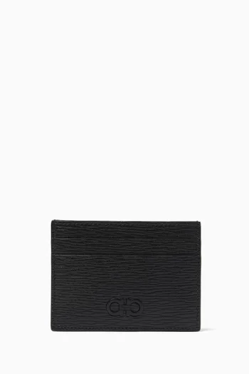 Logo Card Case in Ripple-embossed Leather