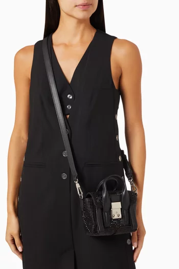 Nano Pashli Crystal Satchel Bag in Technical Satin