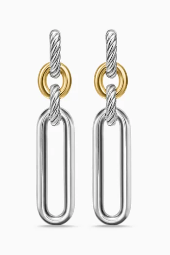 Lexington Double-link Earrings in Sterling Silver & 18kt Gold