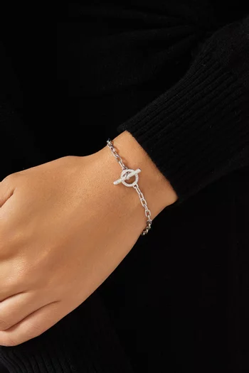 Madison® Pavé Toggle Chain Bracelet in Sterling Silver