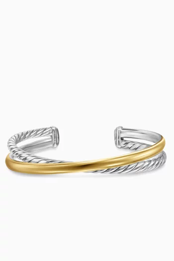 Crossover Two-row Cuff in 14kt Yellow Gold & Silver