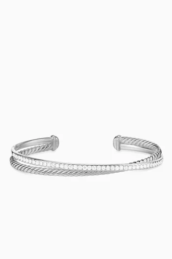 Crossover Diamond Two-row Bracelet in Sterling Silver