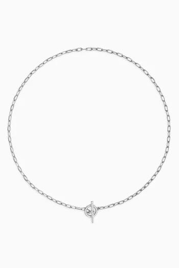 قلادة ماديسون بتصميم سلسلة بحلقة وقضيب مرصع بماس بافيه فضة إسترلينية