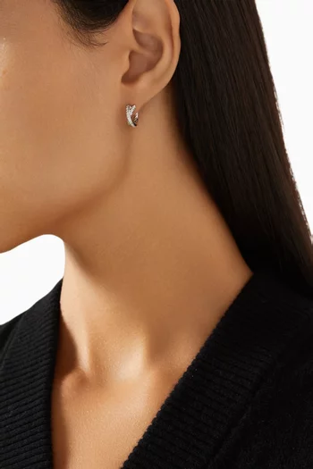 Crossover® Diamond Huggie Earrings in Sterling Silver