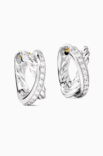 Crossover® Diamond Huggie Earrings in Sterling Silver