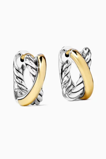 Crossover® Huggie Earrings in 18kt Yellow Gold & Silver