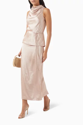 The Valencia Midi Skirt in Satin