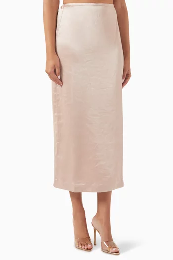 The Valencia Midi Skirt in Satin