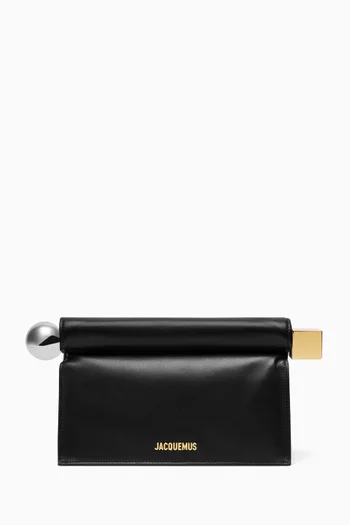 La Pochette Rond Carré Clutch Bag in Leather