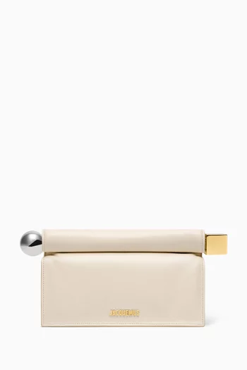 La Pochette Rond Carré Clutch Bag in Leather