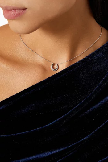 Horseshoe Diamond Pendant Necklace in 18kt White Gold