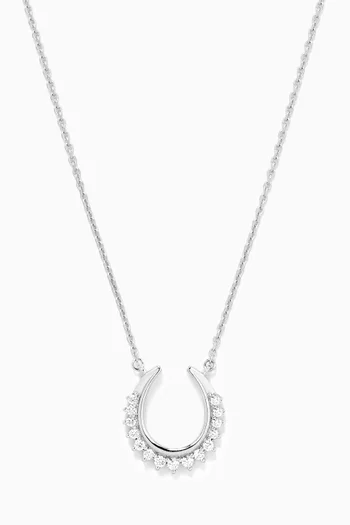 Horseshoe Diamond Pendant Necklace in 18kt White Gold